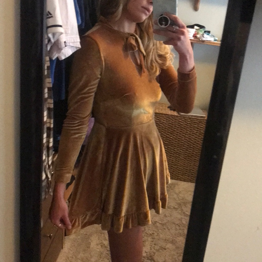 Long Sleeved Crushed Velvet Valfré Dress